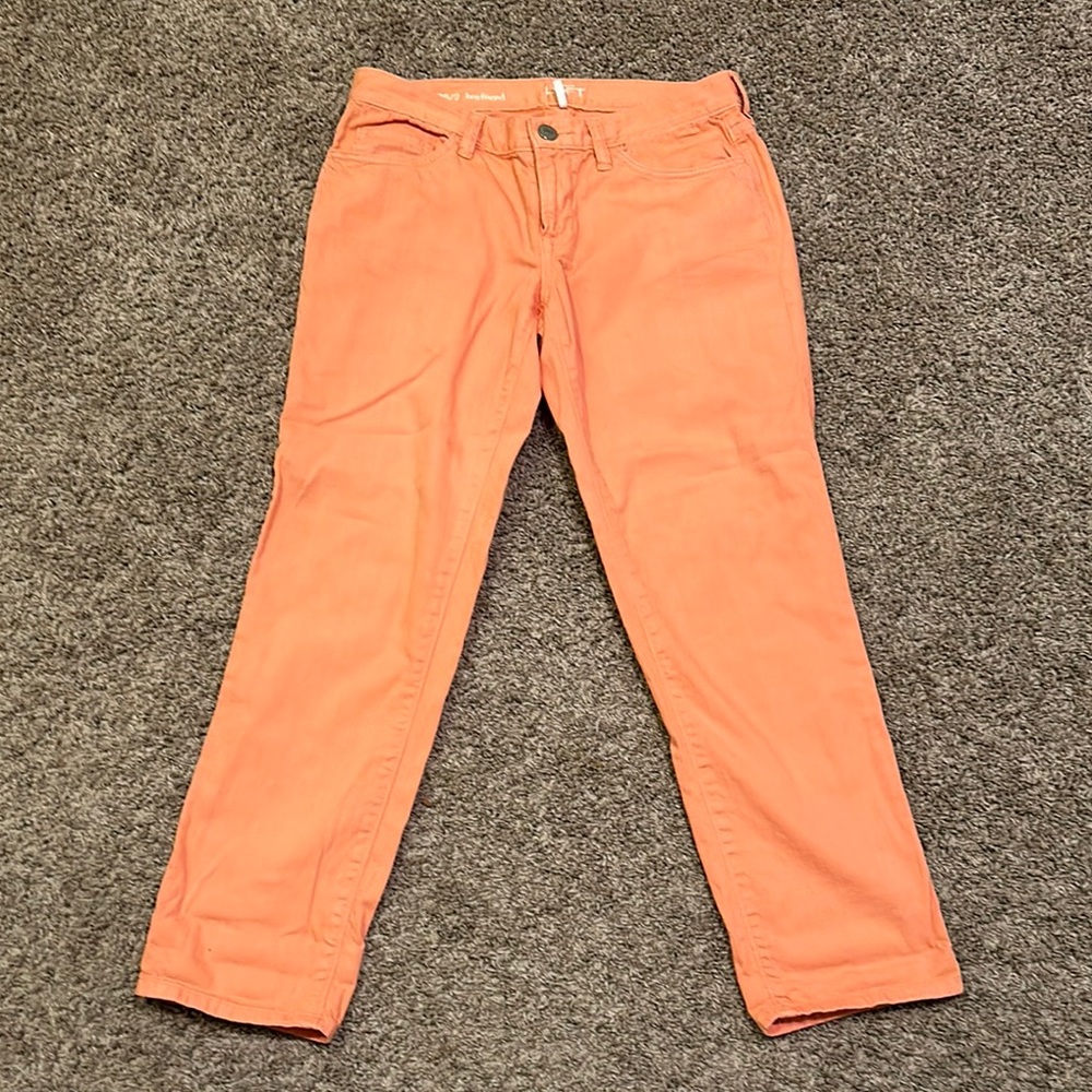 ANN TAYLOR LOFT Boyfriend Jeans Denim Pink Peach Colored Roll Up Cuffed Sz 26/2